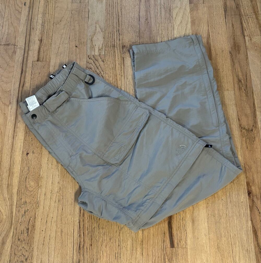 Men’s North Face Utility Pants Cargo Convertible Zip Off Belted Nylon Tan, Large